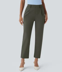 High-Waisted Pants|Work Pants<HALARA High Waisted Pocket Ankle Length Tapered Work Pants