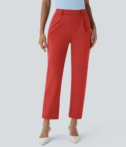 High-Waisted Pants|Work Pants<HALARA High Waisted Pocket Ankle Length Tapered Work Pants