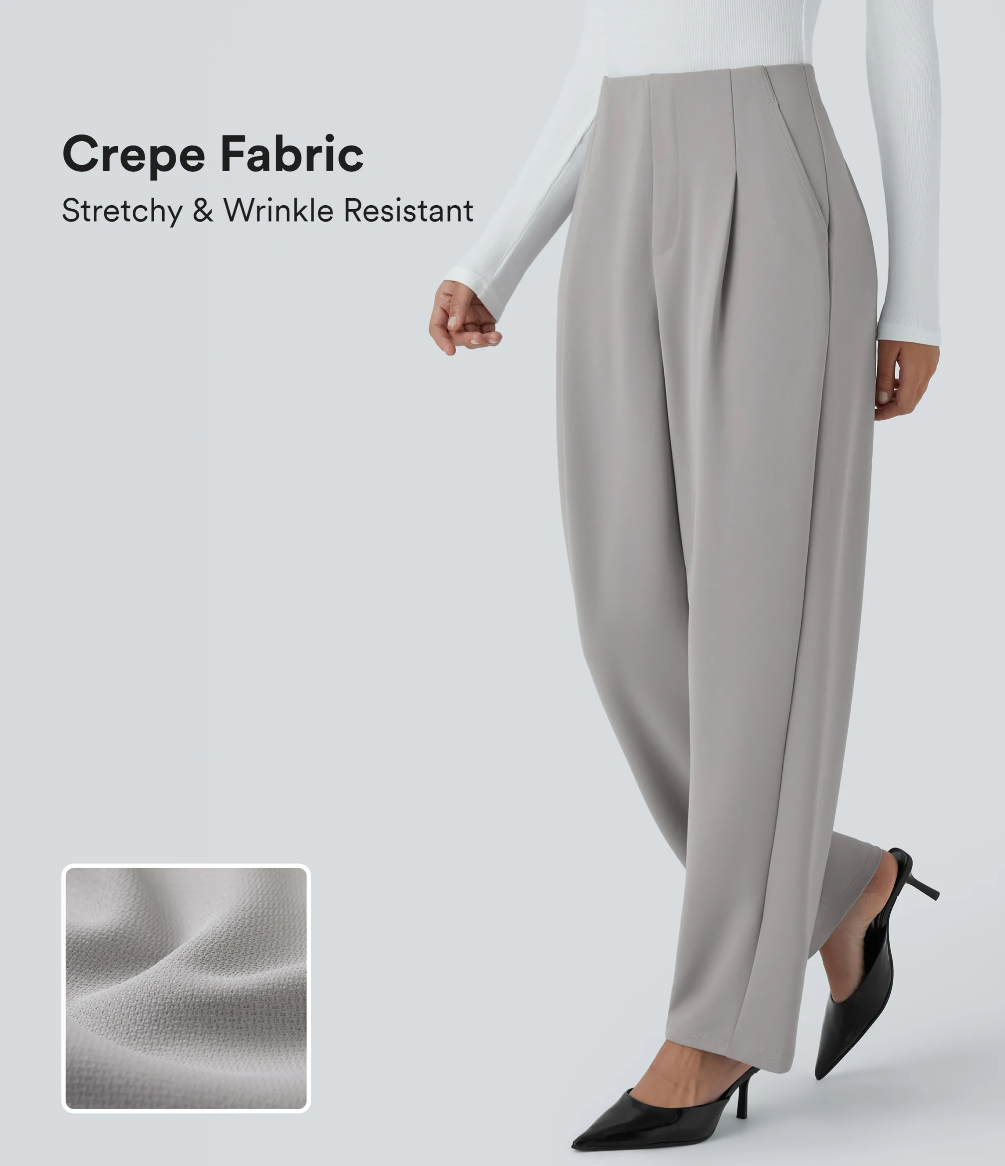 Pants|High-Waisted Pants<HALARA High Waisted Pocket Barrel Leg Crepe Casual Pants