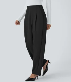 Pants|High-Waisted Pants<HALARA High Waisted Pocket Barrel Leg Crepe Casual Pants