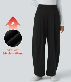 High-Waisted Pants|Pants<HALARA High Waisted Pocket Barrel Leg Fleece Casual Pants