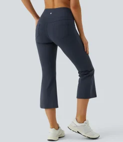 Pocket Leggings|Flare Leggings<HALARA High Waisted Pocket Capri Flare Yoga Leggings