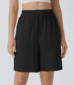 Shorts<HALARA High Waisted Pocket Casual Linen-Feel Bermuda Shorts