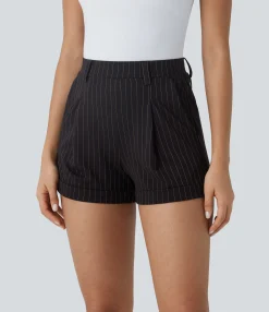 Shorts<HALARA High Waisted Pocket Cool Touch Stripe Work Shorts 3''
