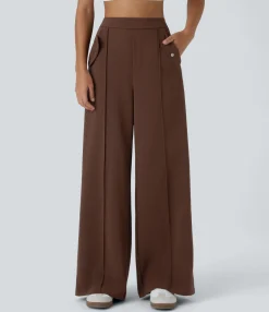 Pants|Wide-Leg Pants<HALARA High Waisted Pocket Decorative Wide Leg Casual Pants