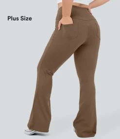 Pocket Leggings|Plus Size<HALARA High Waisted Pocket Flare Yoga Plus Size Leggings
