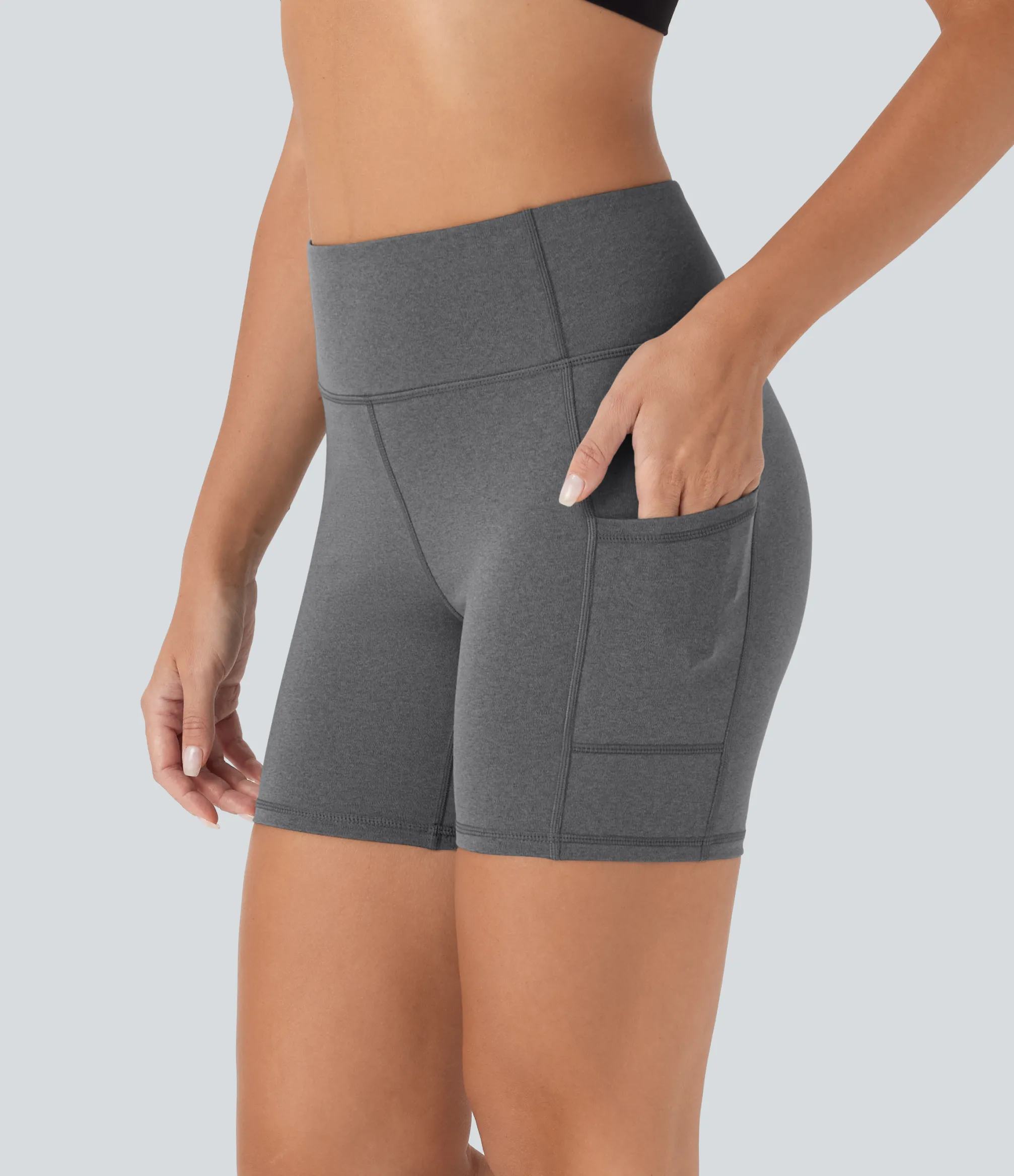 5'' Shorts|Active Shorts<HALARA High Waisted Pocket Heathered Quick Dry Yoga Biker Shorts 5''