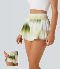 Active Shorts<HALARA High Waisted Pocket 2-in-1 Baggy Ombre Yoga Shorts