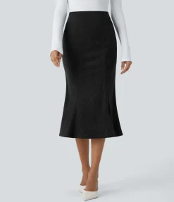 Maxi & Midi Skirts|Casual Skirts<HALARA High Waisted Pocket Midi Corduroy Casual Mermaid Skirt