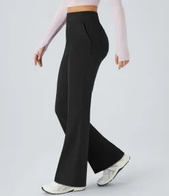 Pocket Leggings|High Waisted Leggings<HALARA High Waisted Pocket Plain Flare Leggings