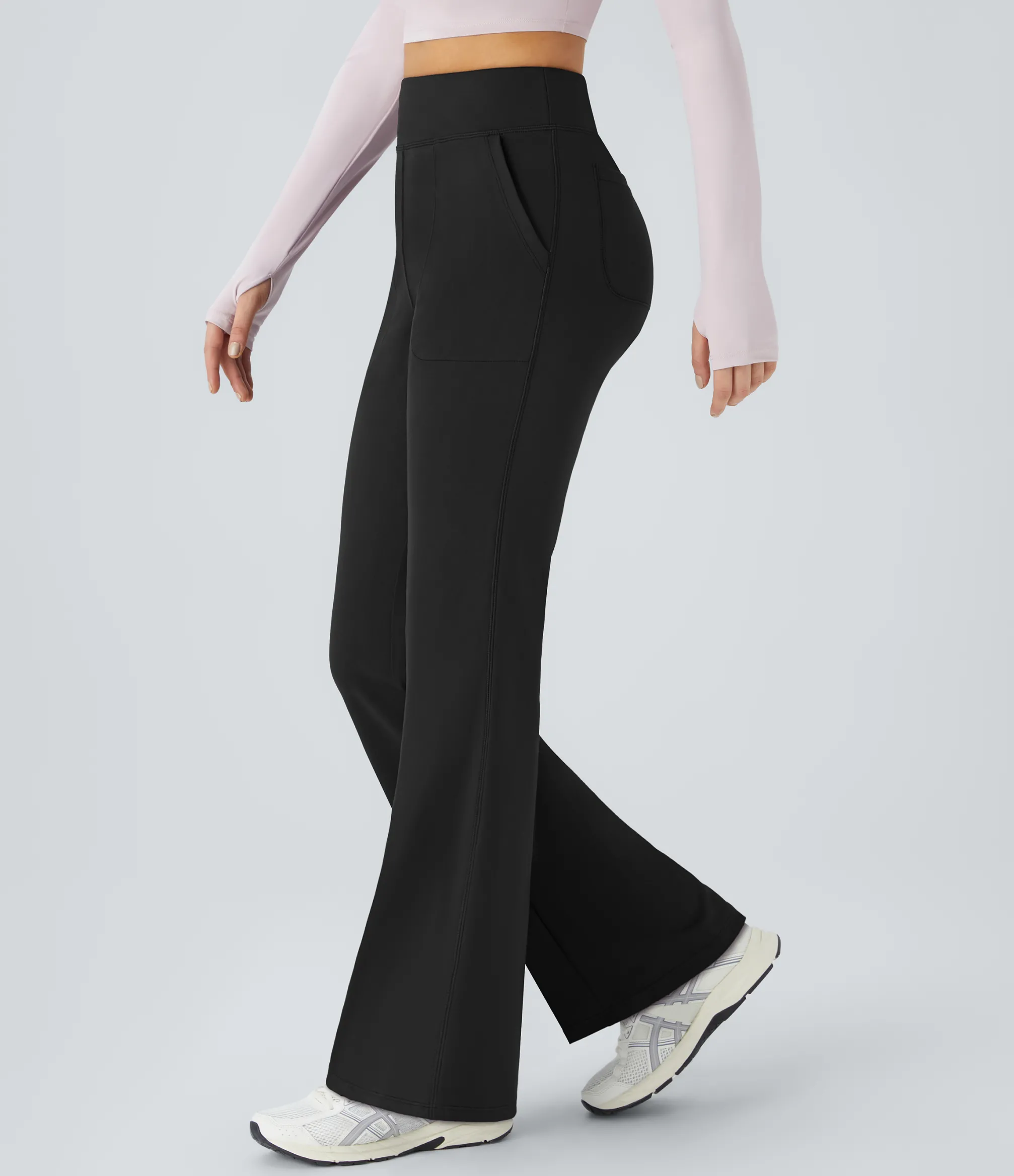 Pocket Leggings|High Waisted Leggings<HALARA High Waisted Pocket Plain Flare Leggings