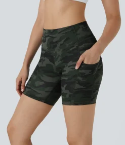 Active Shorts|Bikers<HALARA High Waisted Pocket Running Biker Shorts