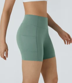 Active Shorts|Bikers<HALARA High Waisted Pocket Running Biker Shorts