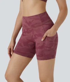 Active Shorts|Bikers<HALARA High Waisted Pocket Running Biker Shorts