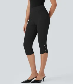 High-Waisted Pants|Work Pants<HALARA High Waisted Pocket Snap Work Pedal Pusher Pants