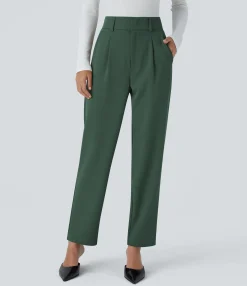 High-Waisted Pants|Work Pants<HALARA High Waisted Pocket Solid Work Tapered Pants