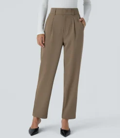 High-Waisted Pants|Work Pants<HALARA High Waisted Pocket Solid Work Tapered Pants
