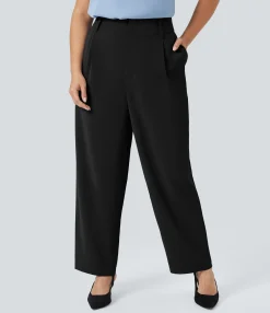 Plus Size<HALARA High Waisted Pocket Solid Work Plus Size Tapered Pants