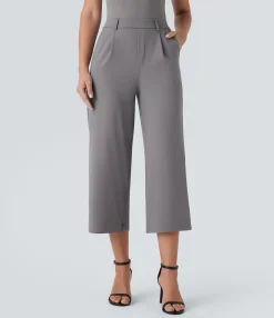 High-Waisted Pants|Straight-Leg Pants<HALARA High Waisted Pocket Straight Leg Capri Work Pants