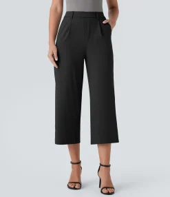 High-Waisted Pants|Straight-Leg Pants<HALARA High Waisted Pocket Straight Leg Capri Work Pants