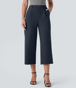 High-Waisted Pants|Straight-Leg Pants<HALARA High Waisted Pocket Straight Leg Capri Work Pants