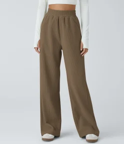 High-Waisted Pants|Straight-Leg Pants<HALARA High Waisted Pocket Straight Leg Mop Corduroy Casual Pants