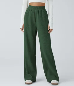High-Waisted Pants|Straight-Leg Pants<HALARA High Waisted Pocket Straight Leg Mop Corduroy Casual Pants