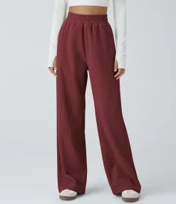 High-Waisted Pants|Straight-Leg Pants<HALARA High Waisted Pocket Straight Leg Mop Corduroy Casual Pants