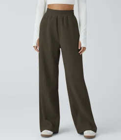 High-Waisted Pants|Straight-Leg Pants<HALARA High Waisted Pocket Straight Leg Mop Corduroy Casual Pants