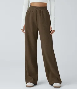 High-Waisted Pants|Straight-Leg Pants<HALARA High Waisted Pocket Straight Leg Mop Corduroy Casual Pants