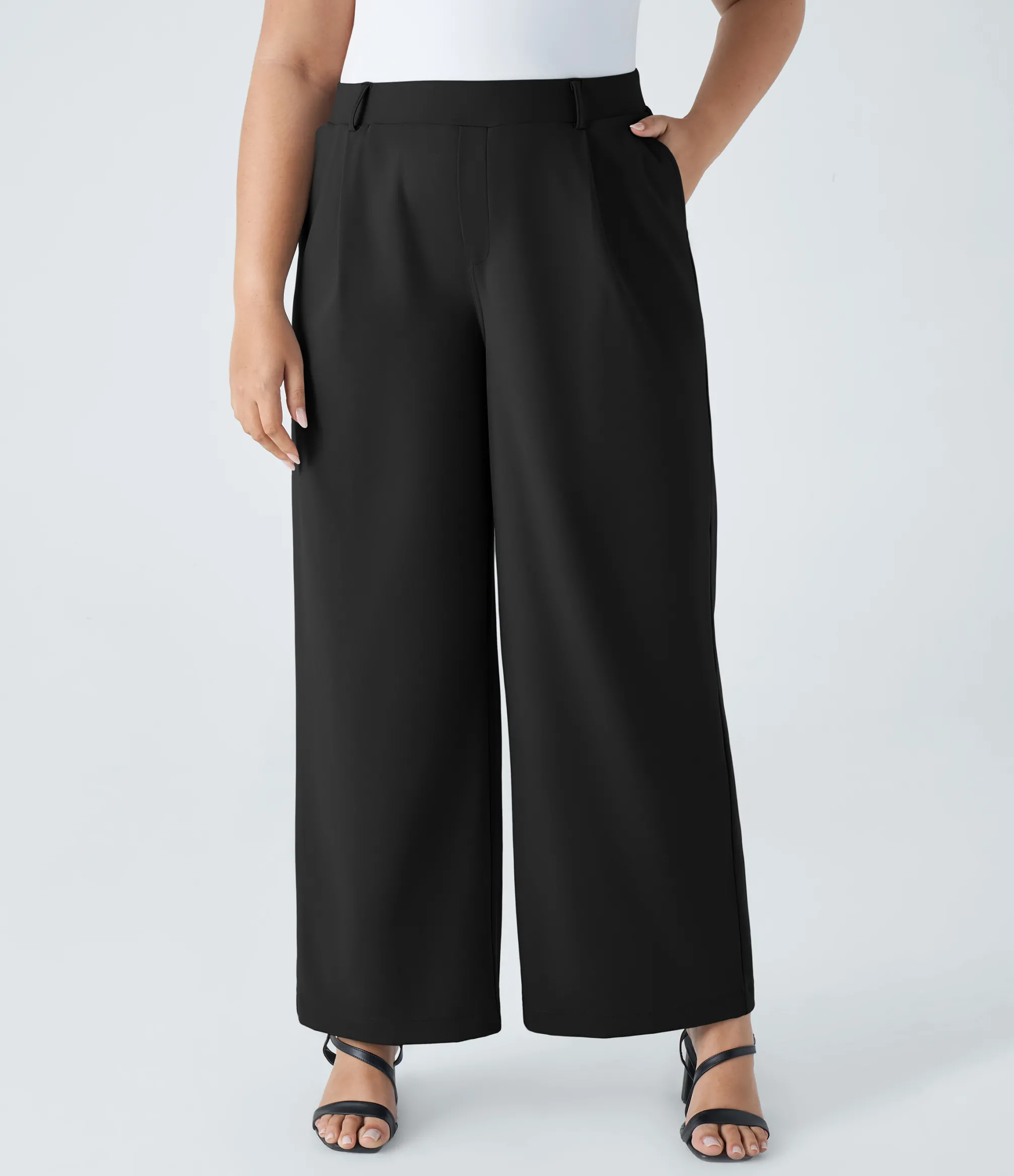 Halara Flex™ Pant|Plus Size<HALARA High Waisted Pocket Straight Leg Work Plus Size Pants