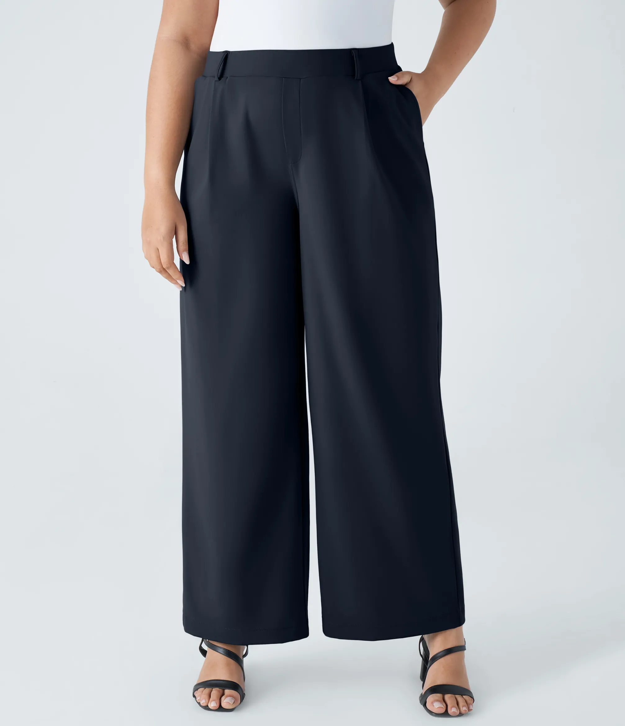 Halara Flex™ Pant|Plus Size<HALARA High Waisted Pocket Straight Leg Work Plus Size Pants