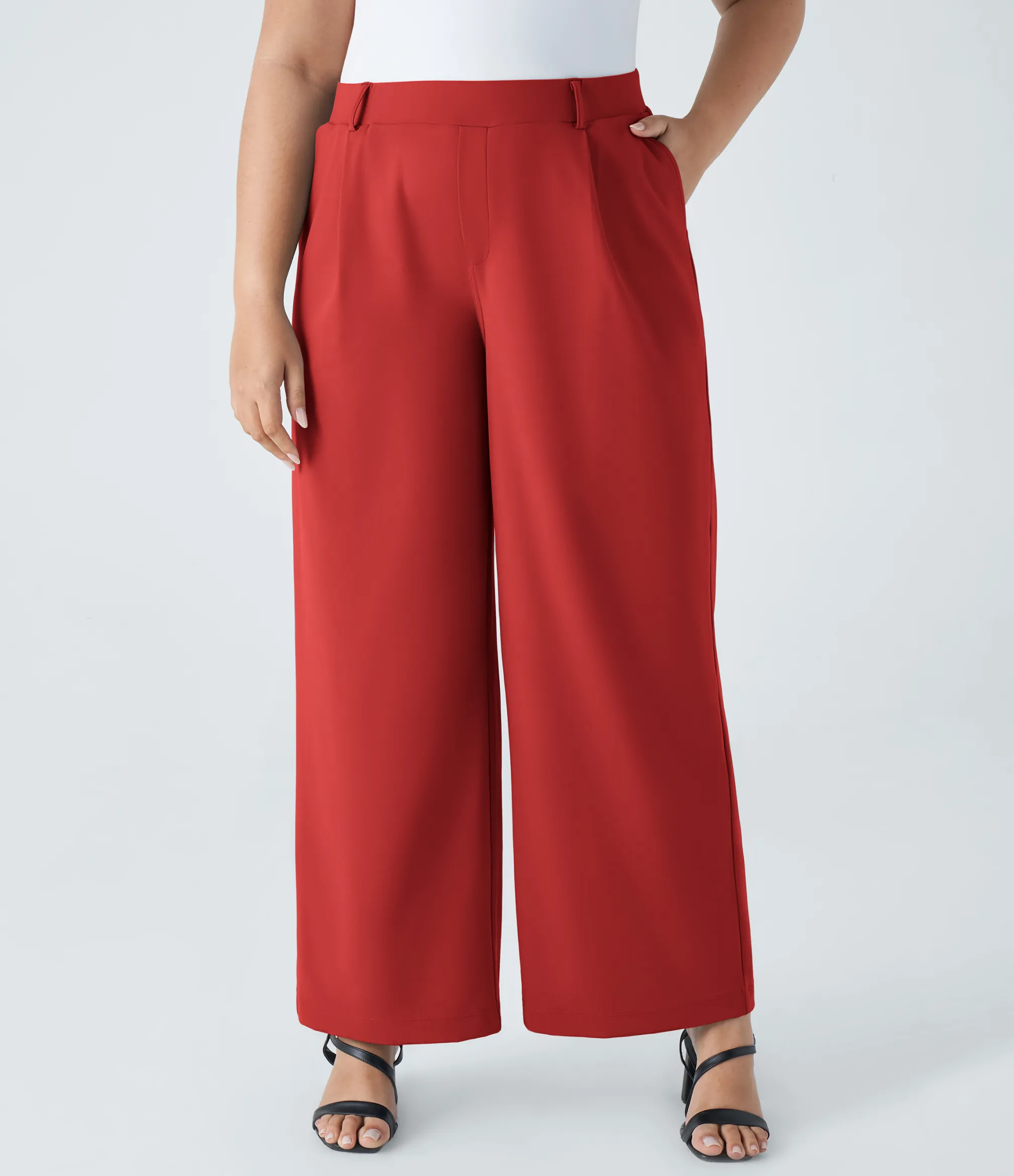 Halara Flex™ Pant|Plus Size<HALARA High Waisted Pocket Straight Leg Work Plus Size Pants