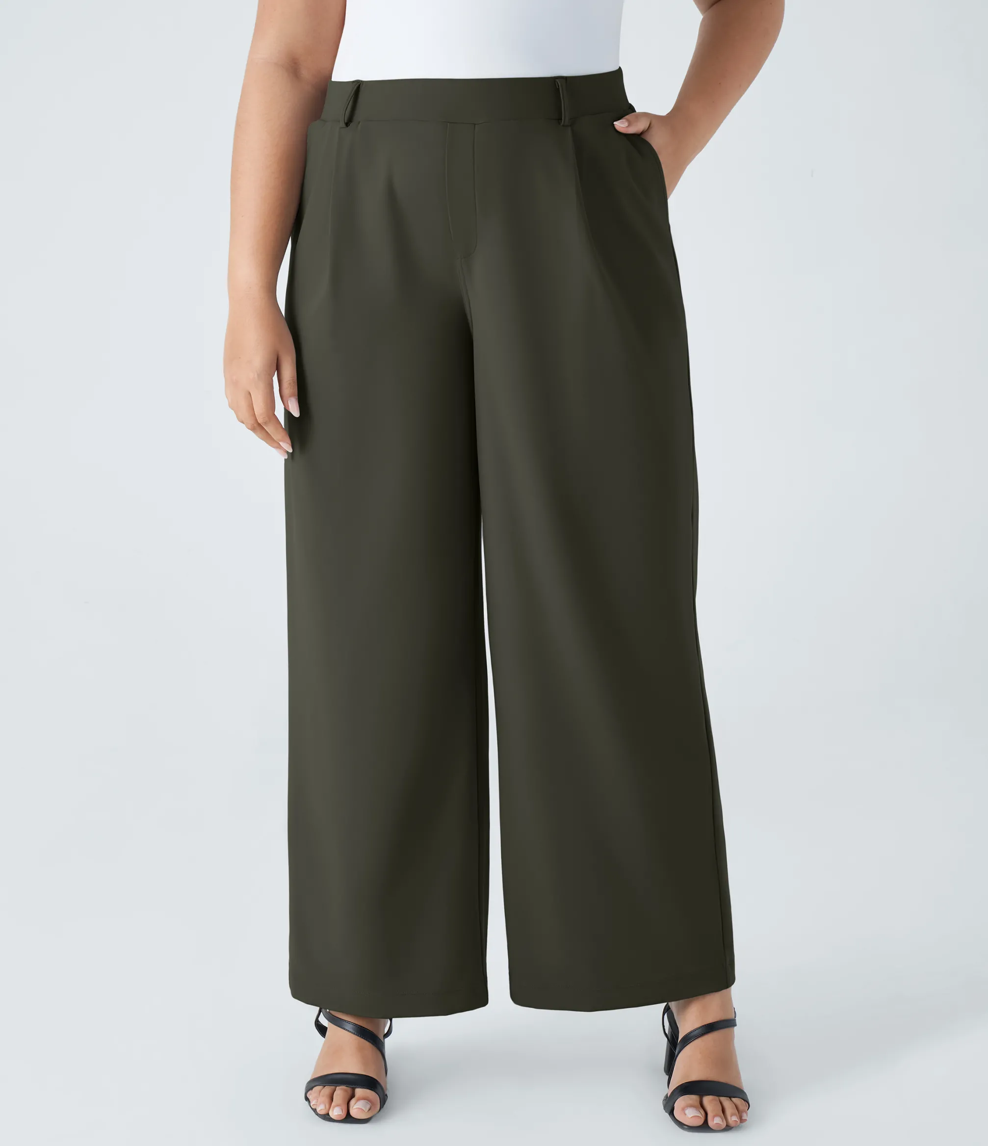 Halara Flex™ Pant|Plus Size<HALARA High Waisted Pocket Straight Leg Work Plus Size Pants