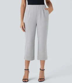 High-Waisted Pants|Work Pants<HALARA High Waisted Pocket Straight Leg Work Capri Pants