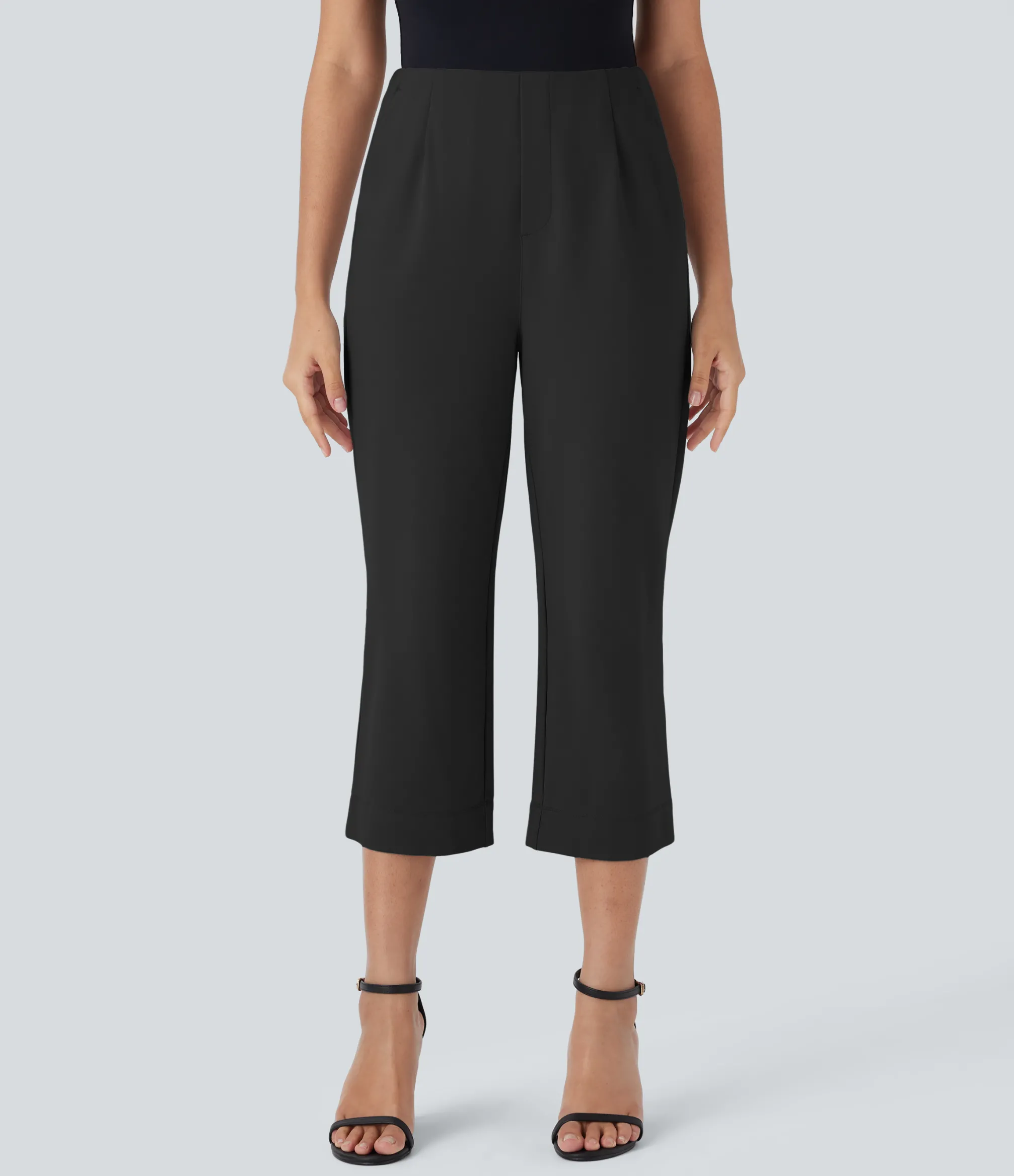 High-Waisted Pants|Work Pants<HALARA High Waisted Pocket Straight Leg Work Capri Pants