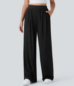 Pants|High-Waisted Pants<HALARA High Waisted Pocket Stripe Casual Wide Leg Pants