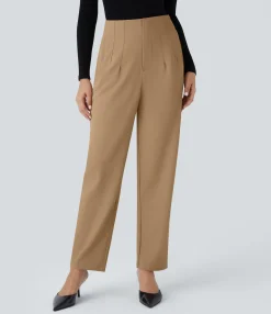 High-Waisted Pants|Work Pants<HALARA High Waisted Pocket Tapered Work Pants Candied Ginger