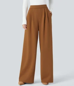 High-Waisted Pants|Wide-Leg Pants<HALARA High Waisted Pocket Wide Leg Work Pants
