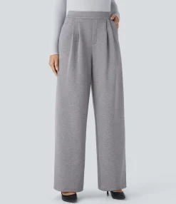 High-Waisted Pants|Wide-Leg Pants<HALARA High Waisted Pocket Wide Leg Work Pants
