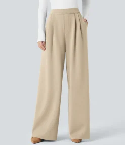 High-Waisted Pants|Wide-Leg Pants<HALARA High Waisted Pocket Wide Leg Work Pants