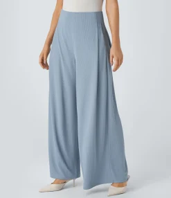 High-Waisted Pants|Pants<HALARA High Waisted Pocket Wide Leg Waffle Work Pants