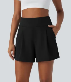 Shorts<HALARA High Waisted Pocket Wide Leg Work Shorts