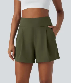 Shorts<HALARA High Waisted Pocket Wide Leg Work Shorts