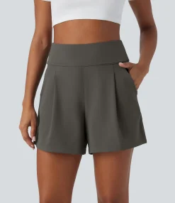 Shorts<HALARA High Waisted Pocket Wide Leg Work Shorts