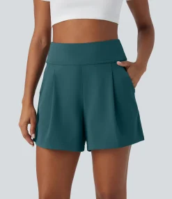 Shorts<HALARA High Waisted Pocket Wide Leg Work Shorts