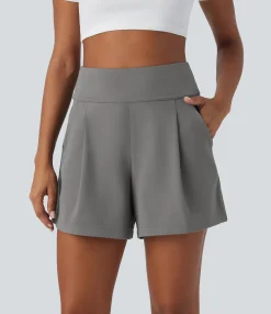 Shorts<HALARA High Waisted Pocket Wide Leg Work Shorts