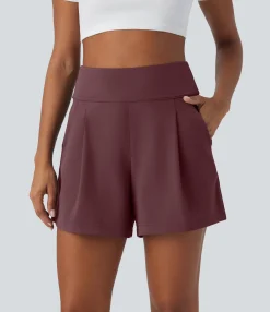 Shorts<HALARA High Waisted Pocket Wide Leg Work Shorts