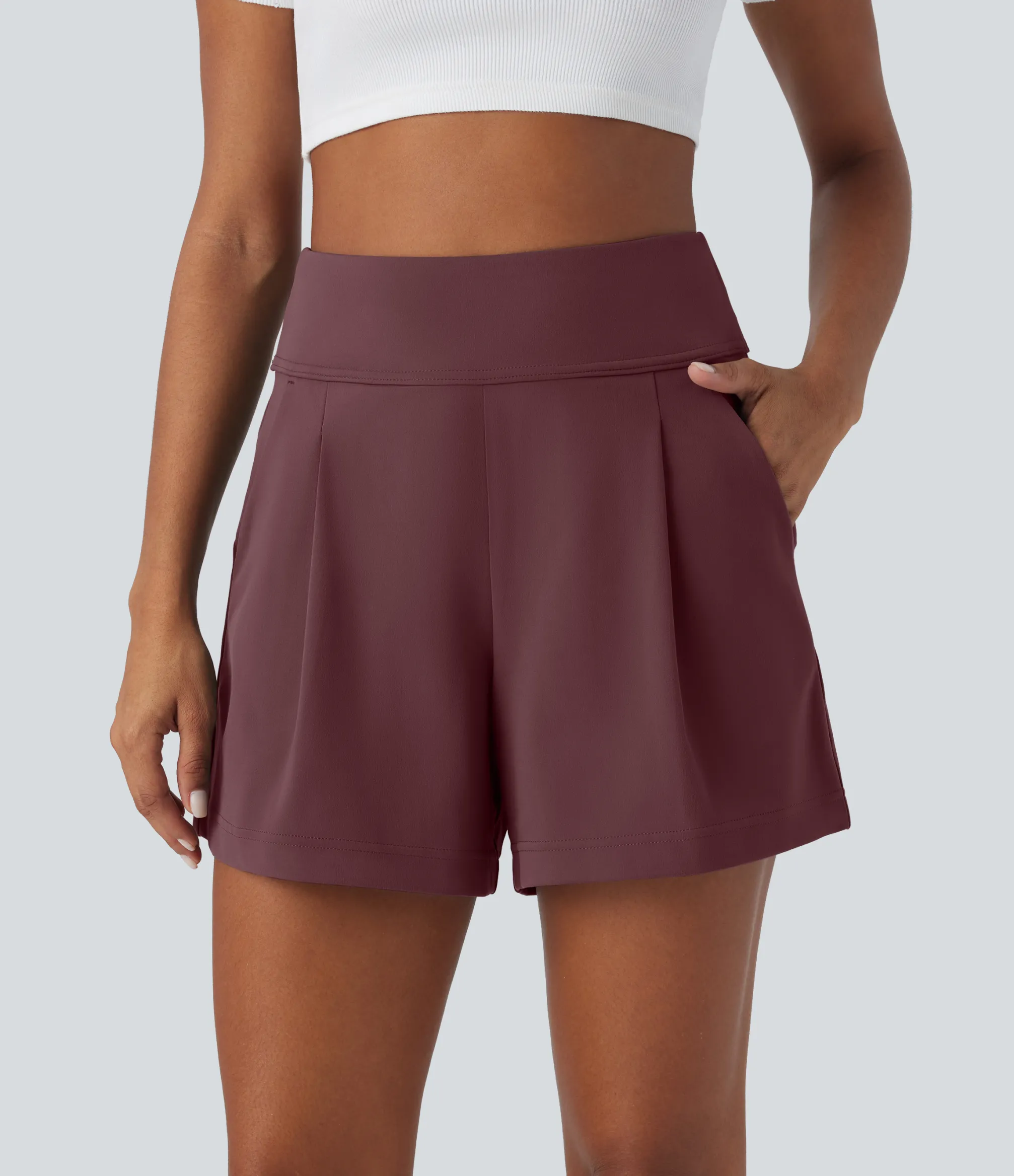 Shorts<HALARA High Waisted Pocket Wide Leg Work Shorts