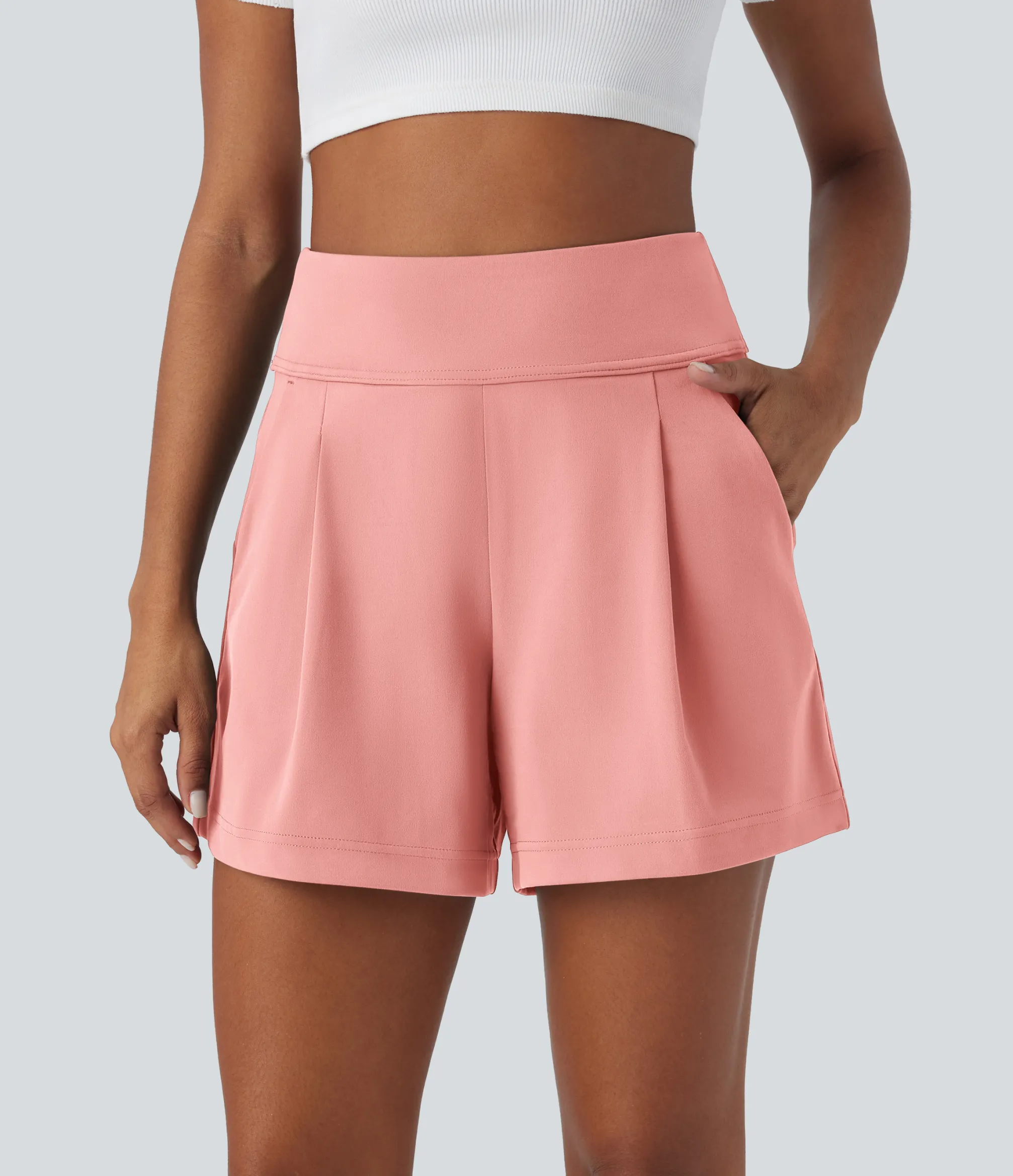 Shorts<HALARA High Waisted Pocket Wide Leg Work Shorts